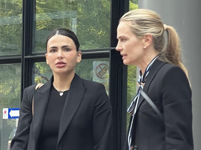 Kayla Itaoui (left) leaving Burwood Local Court with her lawyer Abigail Bannister.