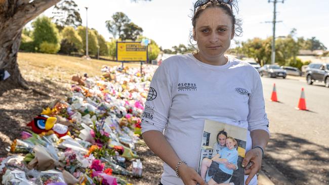 Rihanna Goodson with a picture of her 12-year-old daughter Jalailah Jayne-Maree Jones, who was killed in the tragedy. Picture: Jason Edwards