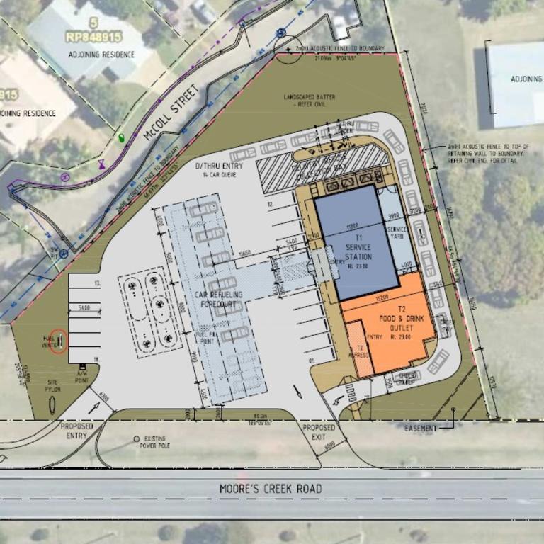 The site plan for the new proposal of the service station and drive-thru food and drink outlet.