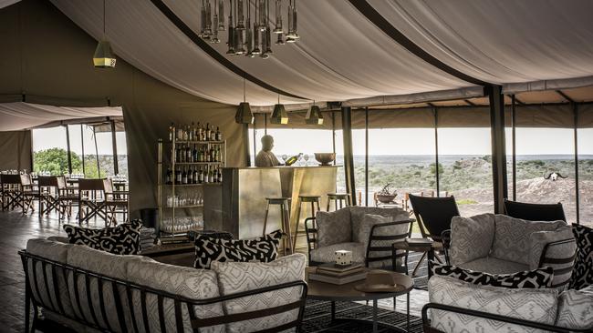 Lounge and bar at Sanctuary Kichakani Serengeti Camp, Serengeti National Park.