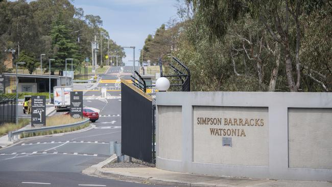 Simpson Barracks, in Melbourne, where Signaller Jarrod Lee O’Brien punched Signaller Anthony Wilson in the face, leaving him with a cut chin and broken teeth. Picture: Jason Edwards