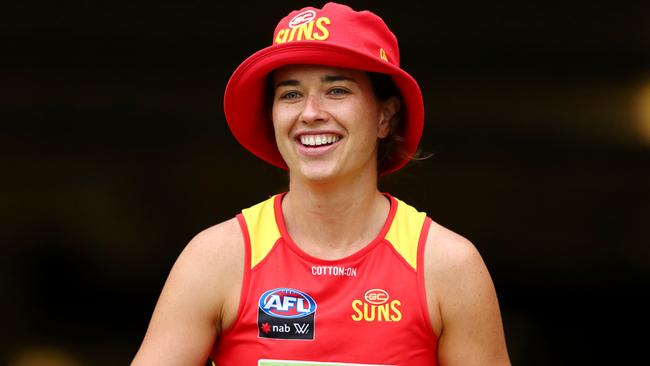 Lauren Ahrens during a Gold Coast Suns AFLW training session on February 04, 2020 in Gold Coast, Australia. (Photo by Chris Hyde/Getty Images)