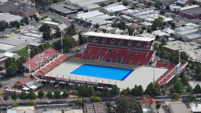 Artist impression of how a drop-in pool could look at Coopers Stadium.