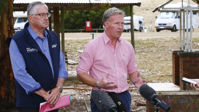 Then Police Minister Rene Hidding and Premier Will Hodgman on the campaign trail at Kempton ahead of the March 3 poll. Picture: MATT THOMPSON