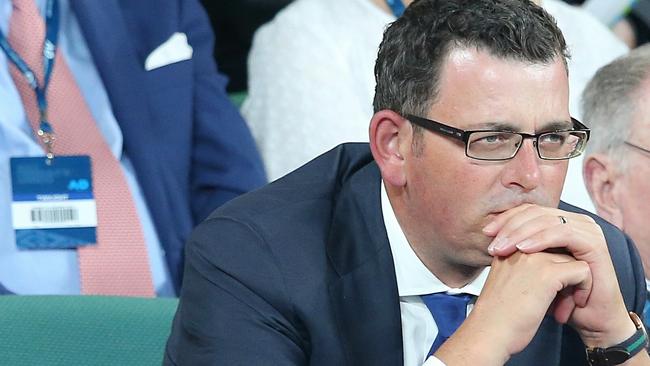 Premier Daniel Andrews is sweating on his trusty Treasurer Tim Pallas working out a solution to the Western Distributor. Picture: Julie Kiriacoudis