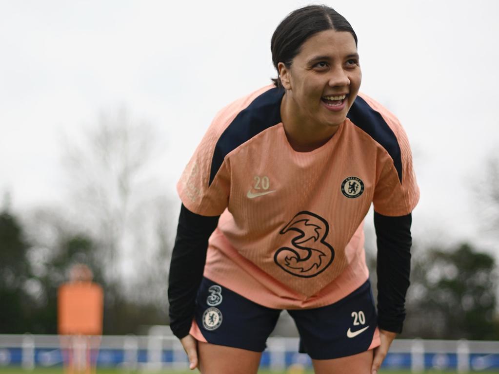 Samantha Kerr is seen beaming on the pitch. Picture: Instagram