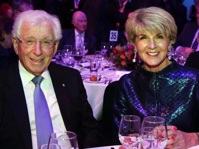 Claudia Lowy is the granddaughter of Westfield boss Frank Lowy, pictured here with former Australian foreign minister Julie Bishop last year. Picture: Jame Dempster