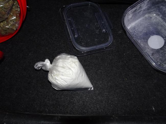 Drugs seized during a search warrant at the home of alleged Comanchero “road captain” Jirawat McCallum.