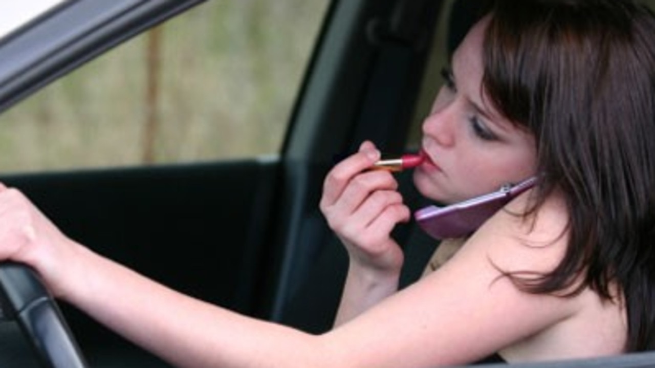 Applying make-up and talking on the phone were both common bad driver behaviours.