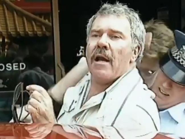 Jack Karlson, the man behind one of the greatest memes Australia has ever provided the world, has died. He was 82., , It was in 1991 in Brisbane’s Fortitude Valley, outside China Sea Restaurant, that Karlson bellowed the words that would etch him into viral history. Picture: 7NEWS