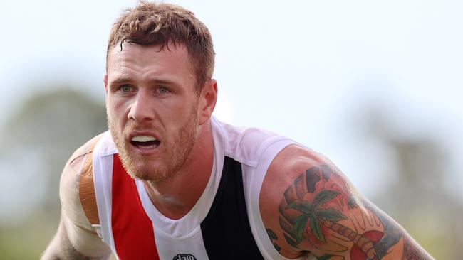 St Kilda’s Tim Membrey had a remarkable miss at goal against Hawthorn in Launceston in 2018. Pic: Michael Klein