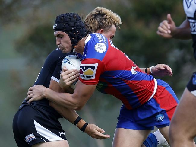 Connor Votano kicked the winning conversion for Newcastle. Picture: Michael Gorton