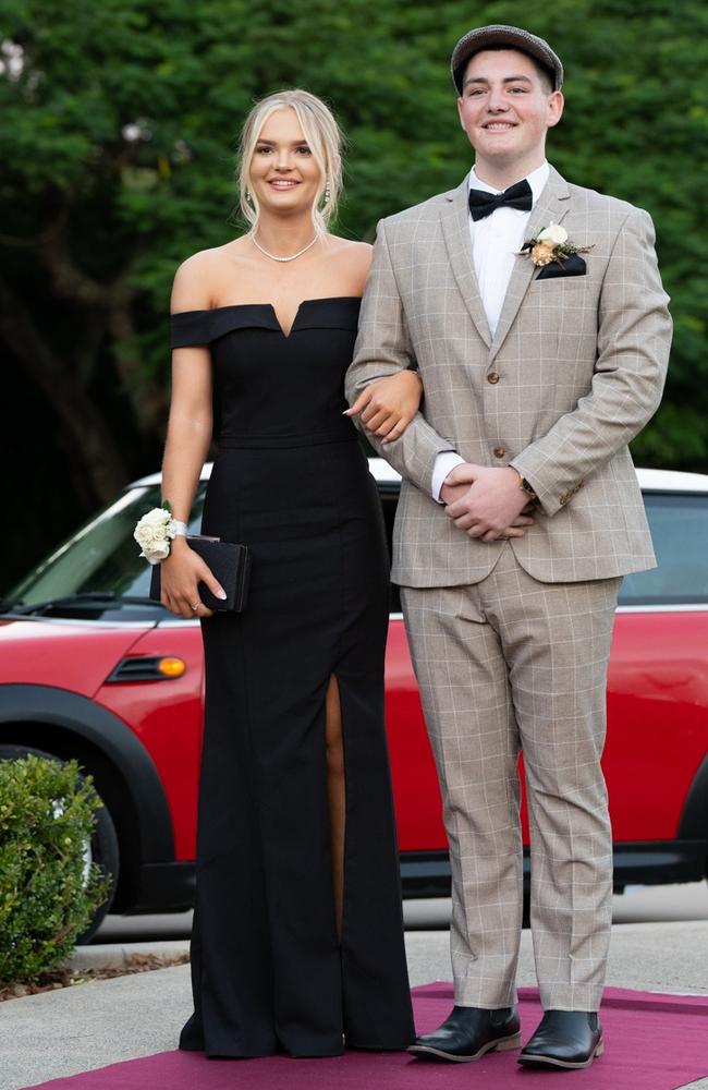 Hannah Ward and Ciaran Lutton, graduating class of 2023, arrive at St Patrick’s Formal on Friday, May 5, 2023. Gympie, Queensland. Picture: Christine Schindler