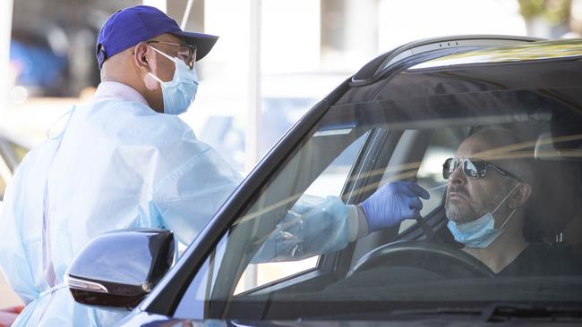 A health worker tests a Perth resident on Monday. Picture: Getty Images