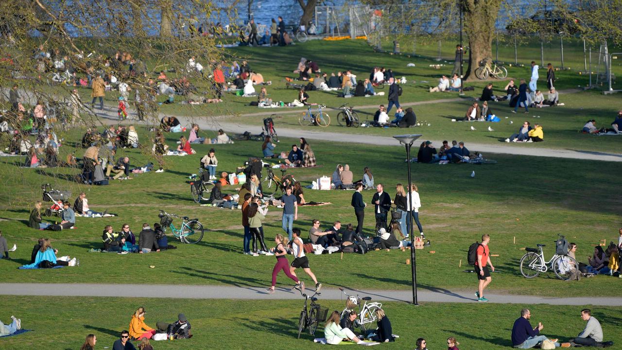 A park in Stockholm during the height of the coronavirus pandemic in April. Picture: Anders Wiklund/TT News Agency/AFP