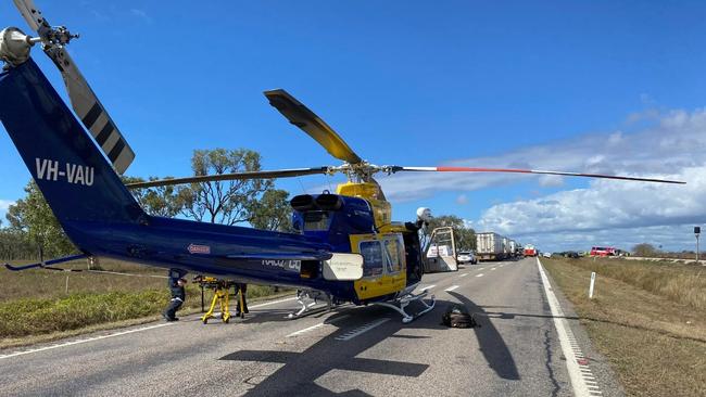 Emergency services remain at the scene. Picture: RACQ CQ Rescue