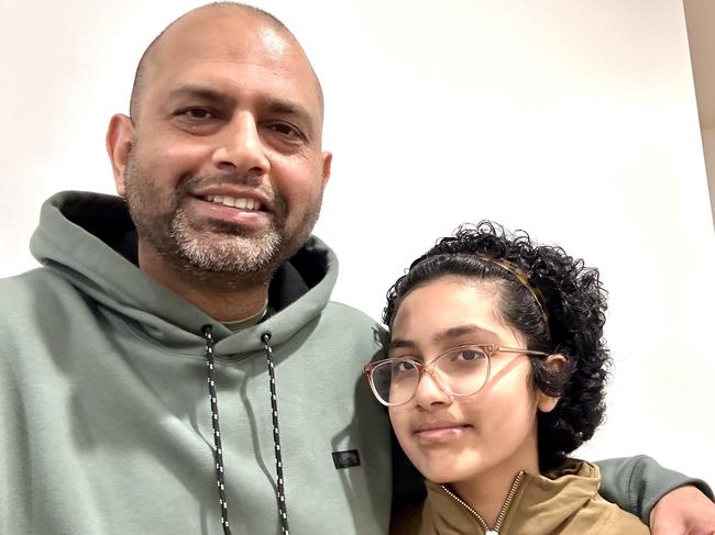 Riya Mahajan with her father Gaurav Mahajan who says it is great the MCRI team is helping to create stem cells in the lab. Picture: Supplied