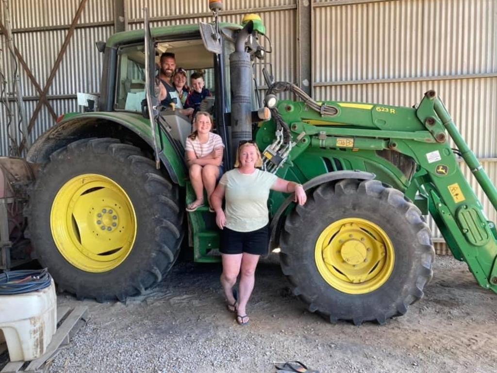 Oh Deere Farm Stay visitors Josh and Bec Hart with Aidan 11, Taylor 9, and Oliver 5. Picture: Contributed