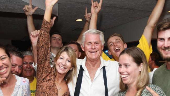 Nationals Member for Tweed Heads Geoff Provest celebrates retaining his seat in the NSW State Election.