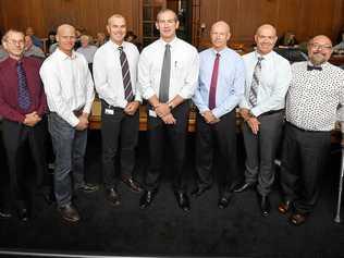 Gympie Council Hilary Smerdon, Dan Stewart, Glen Hartwig, Bob Leitch, Mick Curran, Bob Fredman, Mal Gear, Daryl Dodt and Mark McDonald. Picture: Renee Albrecht