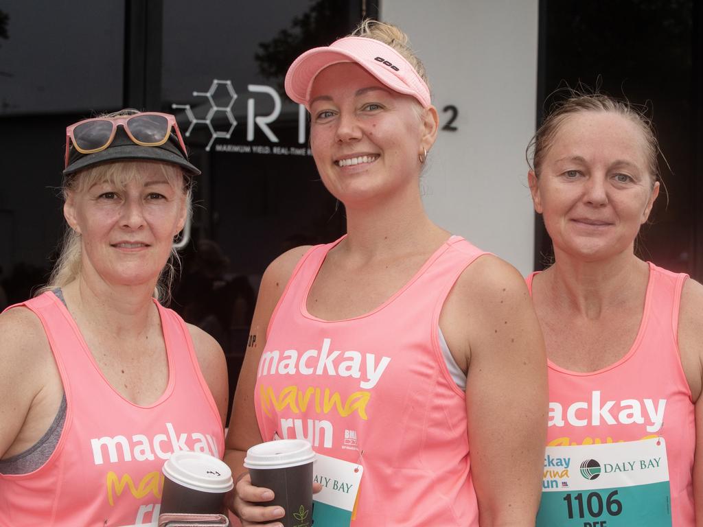 Donna Hill, Linda Krajewski and Dee Man at Mackay Marina Run Sunday 4 June 2023 Picture: Michaela Harlow