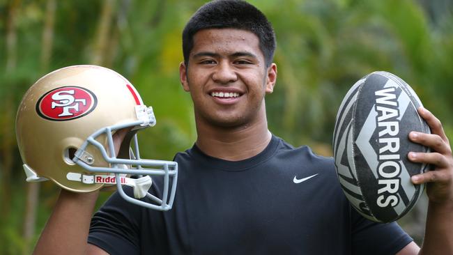 Payne Hass, 16, looks set for a big future in NRL or NFL.