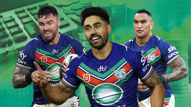 The Warriors (L-R: Wayde Egan, Shaun Johnson and Marata Niukore) are proof you don't need to spend big to win in the NRL.