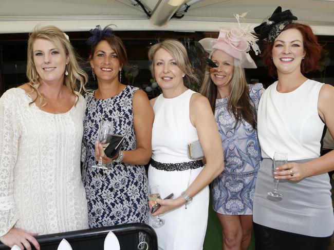 Narelle Duske, left, of Bellerive, Fiona Moore, of New Town, Helen Dineen, of Lindisfarne, Lisa Fell, of Seven Mile Beach, and Sarah Sharpe, of West Hobart,