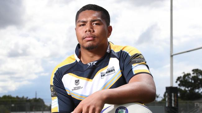 Told he’d never play footy again Sam Iese is ready to lead Westfields Sports High in their NRL Schoolboy Cup final against Patrician Brothers.. Picture: Richard Dobson