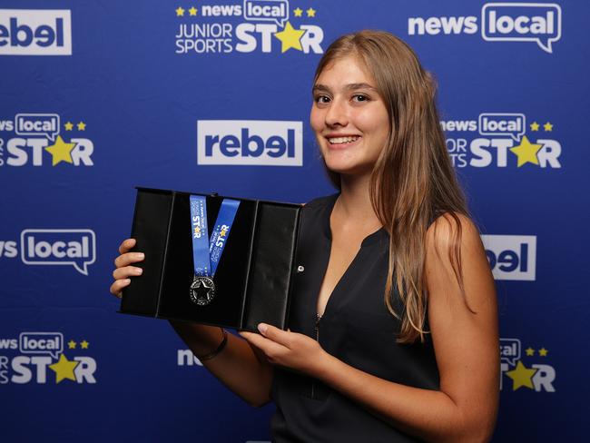 Gabby Mastroianni with her Young Sporting Spirit award on Wednesday night. Picture: Daniel Aarons