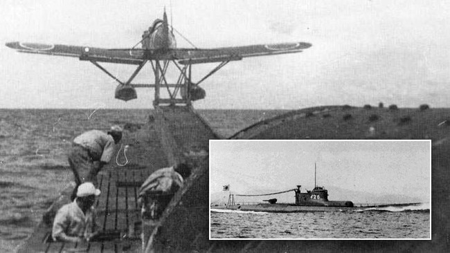 A Japanese seaplane is launched from a submarine.