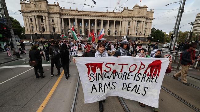 Protesters in Melboure. Picture: David Caird