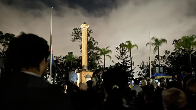 Thousands gathered at the Toowong RSL Sub-Branch Dawn Service on Monday morning. Picture: Brendan O'Malley