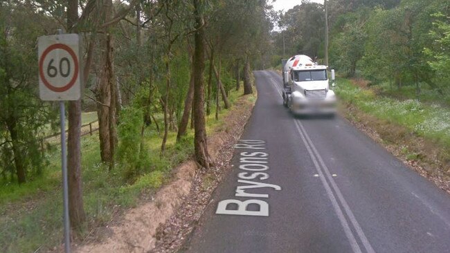 Residents are concerned about an increase in large vehicles using Brysons Rd due to a detour. Picture: Google Street View.