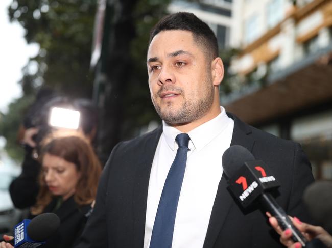 Jarryd Hayne leaving Sydney’s Downing Centre. Picture: NCA NewsWire / Christian Gilles