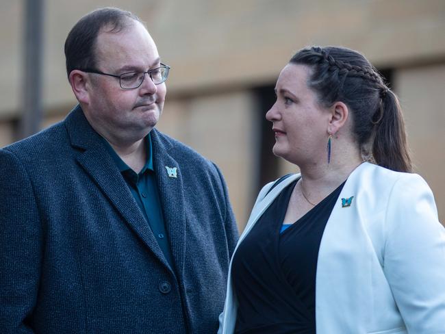 Katrina Munting with her husband Danny outside court.Picture: Linda Higginson