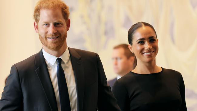 Prince Harry, Duke of Sussex and Meghan, Duchess of Sussex arrive at the United Nations Headquarters on July 18, 2022 in New York City. (Photo by Michael M. Santiago/Getty Images)