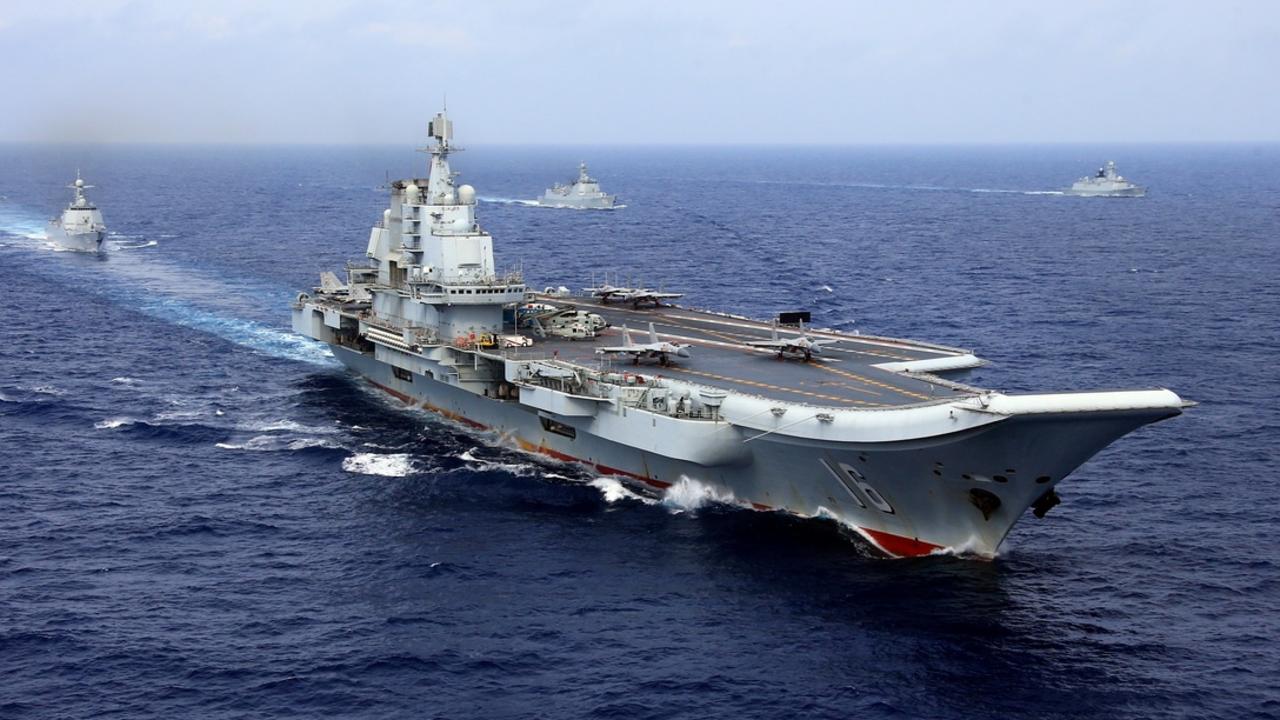 China's aircraft carrier Liaoning takes part in a military drill of Chinese People's Liberation Army (PLA) Navy in the western Pacific Ocean, April 18, 2018. Picture: Reuters/Stringer