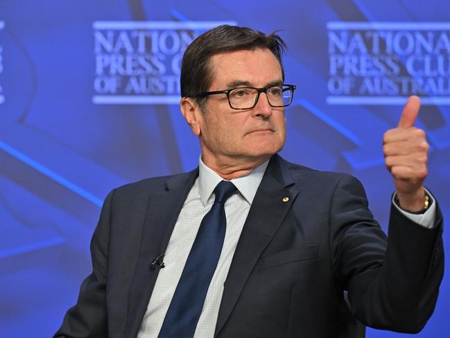 Net Zero Economy Authority Chair Greg Combet at the National Press Club in Canberra, Tuesday, April 2, 2024. (AAP Image/Mick Tsikas) NO ARCHIVING