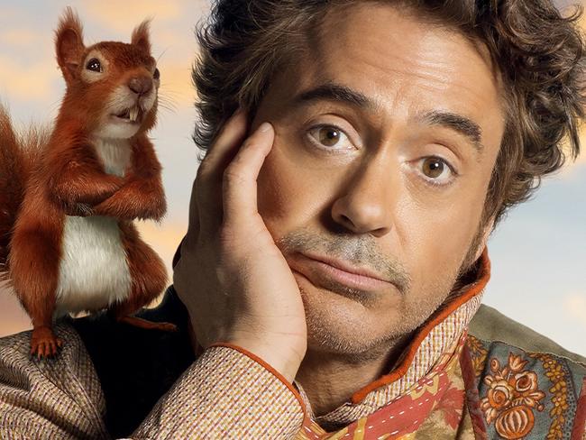 Kevin the squirrel, voiced by Craig Robinson, and Robert Downey Jr star in the movie Dolittle. Supplied by Universal Pictures.