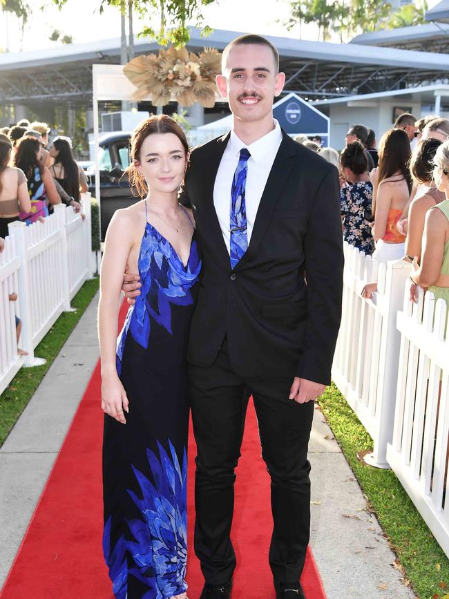 Charlotte Henderson and Jeremy Woodhouse at the 2023 Caloundra State High School Year 12 formal. Picture: Patrick Woods.