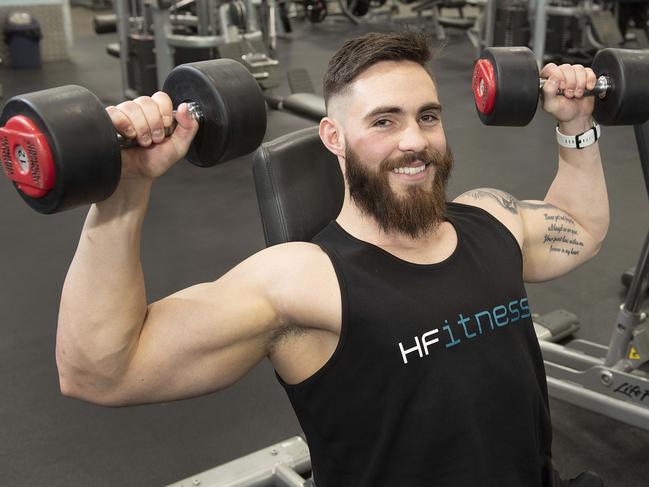 Personal trainer Hayden Farrelly at Anytime Fitness in Roxburgh Park. Picture: Ellen Smith