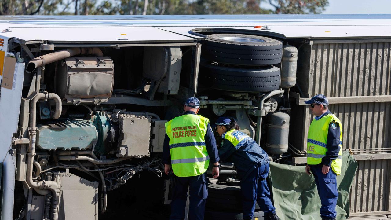 The bus crash claimed 10 lives with many more in hospital hours after the wedding of Mitchell Gafffney and Madeleine Edsell. Picture: NCA NewsWire / David Swift