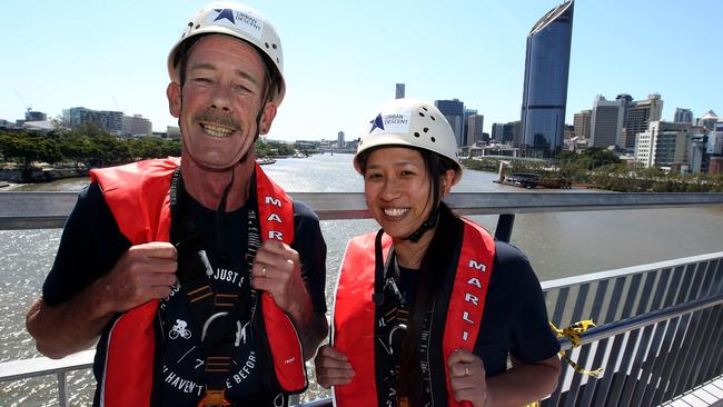 Pat Kinsella who has ALS/ MND and his Doctor Dr Shyuan Ngo will swing from the Goodwill Bridge to raise awareness on the disease. Picture: Jodie Richter