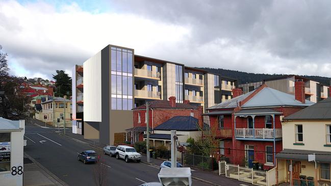 Artists impressions of a development proposed on Harrington St, Hobart. Credit: 6ty Architects. Building / development / application / construction / planning