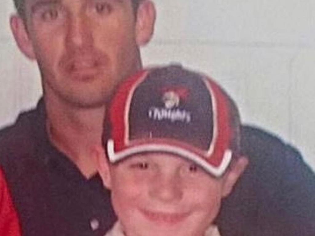 A young Jackson Hastings with Newcastle legend Andrew Johns.