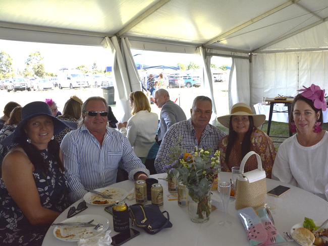 At the Clifton Races are (from left) Susie, Geoff, Greg, Natalie and Nicole, Saturday, October 28, 2023. Picture Jessica Klein