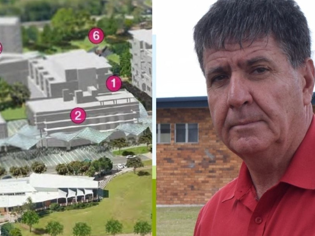 Hervey Bay CBD rebuild (new council building) and MP Bruce Saunders.