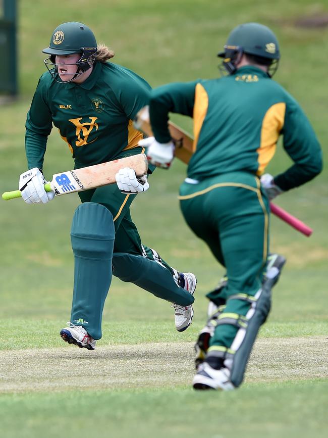 VTCA Yarraville Club batsman Aaron Cheesley runs hard between the wickets. Picture: Steve Tanner