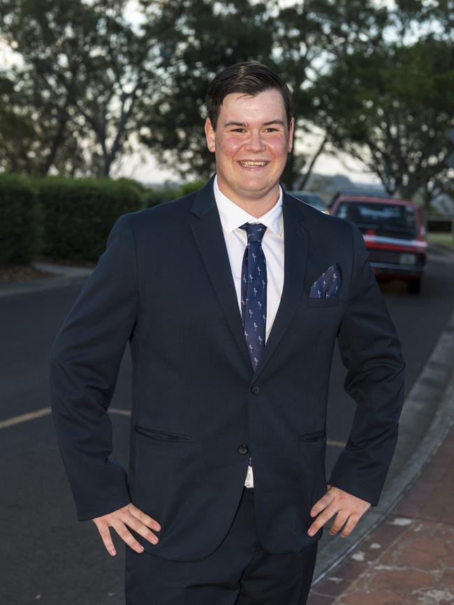 Cayleb Fidge at Centenary Heights State High School formal at Picnic Point, Friday, November 20, 2020. Picture: Kevin Farmer